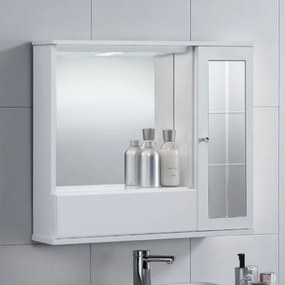 Specchiera mobile contenitore da bagno GIOVE 70 bianco lucido a 1 anta con specchio e luce LED