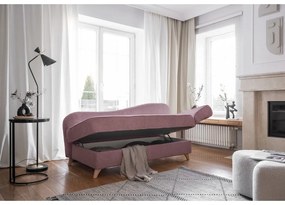 Chaise longue rosa polveroso (con penisola a destra) con rivestimento in velluto a coste Chic Charlotte – Miuform