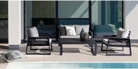 Salottino Da Esterno In Corda E Alluminio Con Cuscini E Tavolino Antracite Captiva Bizzotto