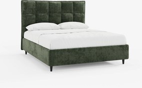 AURO letto imbottito con vano contenitore e testiera capitonné alta in ciniglia Oeko-Tex®