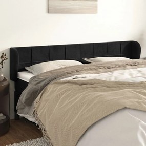 Testiera Ad Orecchio Nera 203x23x78/88 Cm İn Velluto /