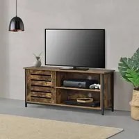 Mobile Porta TV con Armadietto e Scomparti (AxLxP) 49 x 110 x 30 cm Supporto TV con Passaggio Cavi Consolle con 1 Anta e