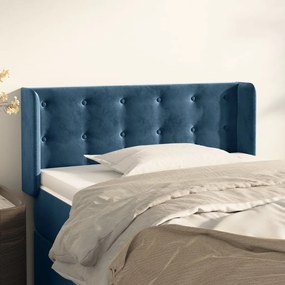 Testiera Ad Orecchio Blu Scuro 103x16x78/88 Cm İn Velluto /