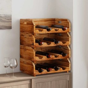 Set Portavini 4 Pz Per 16 Bottiglie İn Legno Massello Di Mogano /