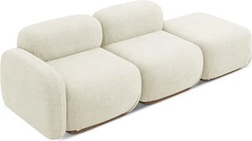 Chaise lounge componibile color crema (con penisola a destra) con rivestimento in bouclé Ailani – Makamii