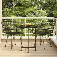 Set da Pranzo da Giardino 3 pz Nero in Polyrattan 3157834