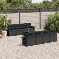 Set Divani da Giardino 9 pz con Cuscini Nero in Polyrattan 3219944