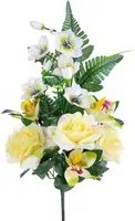 Set 4 Bouquet Artificiali Frontale di Rose e Cattleya da 9 Fiori H 59 cm