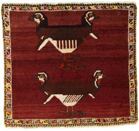 Shiraz Tappeto 60x60 Rosso (Iran) Annodato A Mano