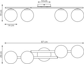 Lampada da soffitto KAIRO 4 4xE14 in Acciaio - Mokka