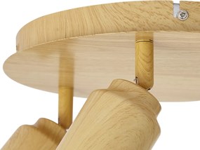 Plafoniera Japandi in legno chiaro con faretti orientabili 3 luci IP44 - Ducha