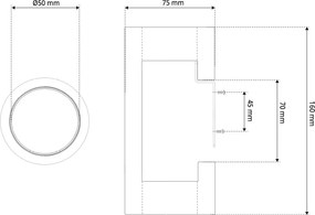 Applique da Parete 2xGU10 Cilindrica Ø75mm in Gesso Pitturabile