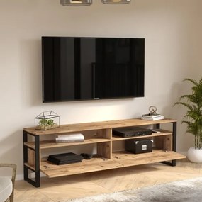 Mobile TV Industrial 180x36x56 Ferro E Legno Con Vani Mild