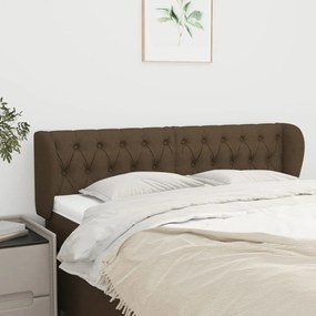Testiera Ad Orecchio Marrone Scuro 163x23x78/88 Cm İn Tessuto /