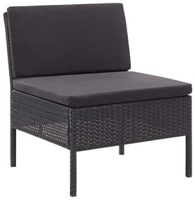 Set Divani da Giardino 3 pz con Cuscini in Polyrattan Nero