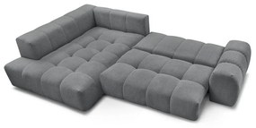 Divano angolare grigio scuro allungabile e con contenitore (penisola a sinistra/a L) con rivestimento in ciniglia Everest – Bobochic Paris