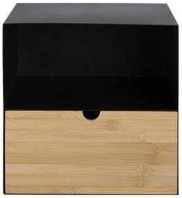 Comodino con opzione di montaggio a parete BEKIM nero/bambù