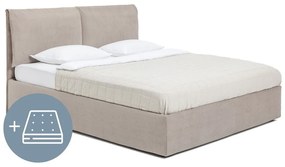 Letto matrimoniale imbottito grigio tortora con contenitore, materasso e rete inclusi 160x200 cm Thessa Pillow – Bonami Selection