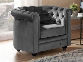 Poltrona CHESTERFIELD in velluto Antracite