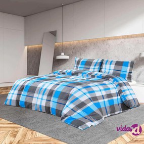 vidaXL Set Copripiumino Blu e Grigio 260x240 cm in Cotone