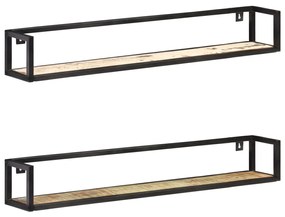 Mensole A Muro 2 Pz 120 Cm İn Legno Massello Di Recupero /