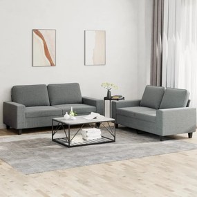 Set Di Divani 2 Pz Grigio Scuro İn Tessuto /