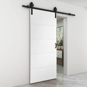 Porta scorrevole reversibile Dione in mdf bianco, L 92.5 x H 211.5 cm, con binario Rodeo