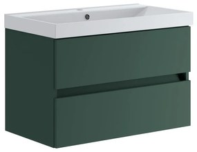 Mobile sottolavabo e lavabo Kora laccato opaco verde foresta L 79.5 x H 50 x P 45.5 cm 1 vasca 2 cassetti