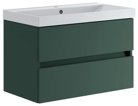 Mobile sottolavabo e lavabo Kora per vasca centrale laccato opaco verde foresta L 79.5 x H 50 x P 45.5 cm 2 cassetti