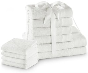 Set di asciugamani per viso e corpo tipo terry bianchi in cotone 10 pz Amari – Restilo