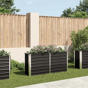 Letto Rialzato Giardino Antracite 160x40x77 Cm Acciaio Zincato /
