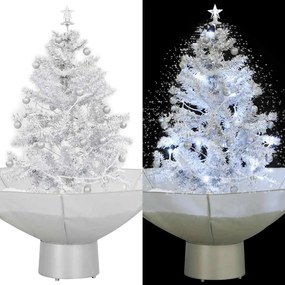 Albero Di Natale Con Neve E Base A Ombrellone Bianco 75 Cm /