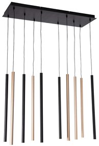 Lampada a sospensione nera con ottone incluso LED dimmerabile a 10 luci - Bea