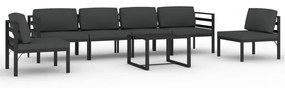 Set divani da giardino 7 pz con cuscini in alluminio antracite
