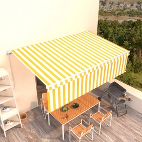 Tenda Sole Retrattile Manuale Con Parasole 5x3m Gialla Bianca /