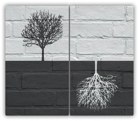 Tagliere in vetro temperato Alberi sul muro 60x52 cm