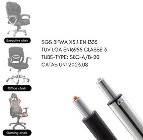 Pistone a Gas Ricambio Sedia da Ufficio Classe EN 1335 per Regolare Altezza - Cromato