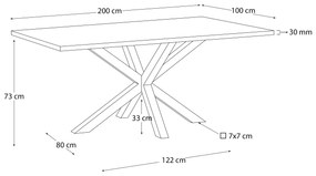 Kave Home - Tavolo Argo 200x100, Acciaio Porcellanato Ferro Moss