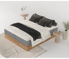 Letto boxspring con contenitore in colore grigio-naturale 200x200 cm Faro - Maison de Rêve