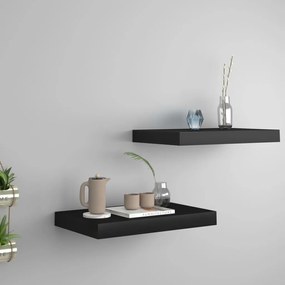 Scaffali A Parete 2 Pz Neri 40x23x3,8 Cm İn Mdf /