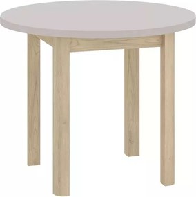 Tavolo Adam rotondo in MDF effetto rovere Cremona Torro e piano laminato color cashmere – Ø80 cm