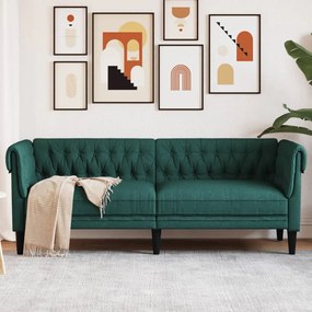 Divano Chesterfield A 3 Posti Verde Scuro İn Tessuto /