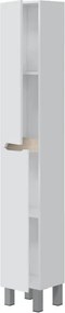 Colonna Da Bagno 2 Ante 30x25x182 Cm Con Piedini Lea Bianco Lucido