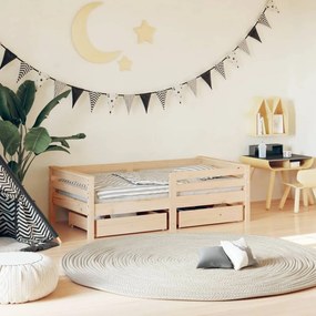 Giroletto Bambini Con Cassetti 70x140 Cm Legno Massello Di Pino /