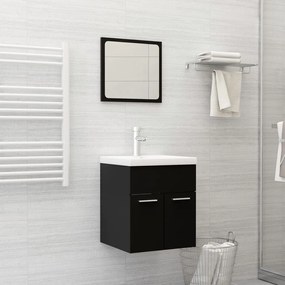 Set Mobili Da Bagno Nero İn Legno Multistrato /