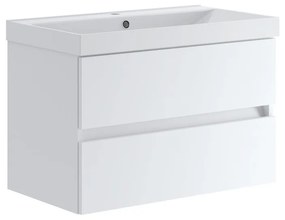 Mobile sottolavabo e lavabo Kora laccato opaco bianco H 50 x P 45.5 cm 2 cassetti