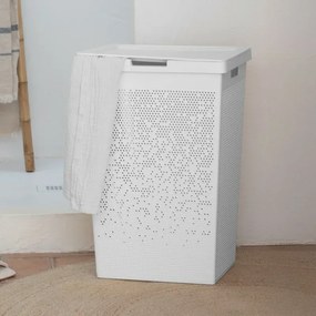 Cesta portabiancheria 65 lt bianca in plastica riciclata