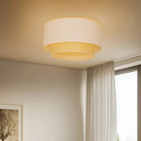 Duolla Plafoniera Boho, Ø 60 cm, bianco crema/rattan