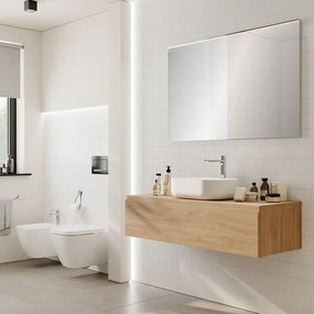 Mobile da bagno sospeso Step con top L 120.3 x H 30 x P 46 cm rovere oak liscio, 1 cassetto