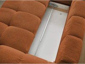 Divano angolare color terracotta allungabile e con contenitore (penisola a sinistra/a L) con rivestimento in ciniglia Everest – Bobochic Paris